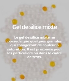 Photo illustrant du gel de silice mixte, une combinaison idéale de gel de silice blanc et gel de silice orange, conçu pour offrir une double efficacité dans le contrôle de l'humidité. Acheter du gel de silice mixte permet de bénéficier des propriétés absorbantes élevées du gel de silice blanc, tout en profitant de l'indicateur visuel pratique du gel de silice orange, qui change de couleur pour signaler la saturation. Ce mélange est parfait pour les applications industrielles, le stockage de longue durée, la conservation d’objets précieux, et la protection des équipements électroniques ou mécaniques sensibles. Acheter gel de silice mixte garantit une solution polyvalente et performante pour prévenir la corrosion, la moisissure et les dégradations dues à l'humidité, tout en permettant un suivi simple et efficace de l'état du déshydratant.