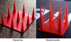 L’humidité est l’ennemie des filaments 3D ! Bulles, déformations, surfaces rugueuses et adhérence insuffisante sont autant de défauts causés par un filament mal stocké. Pour éviter ces problèmes et garantir des impressions précises, protégez vos bobines avec des sachets déshydratants.
